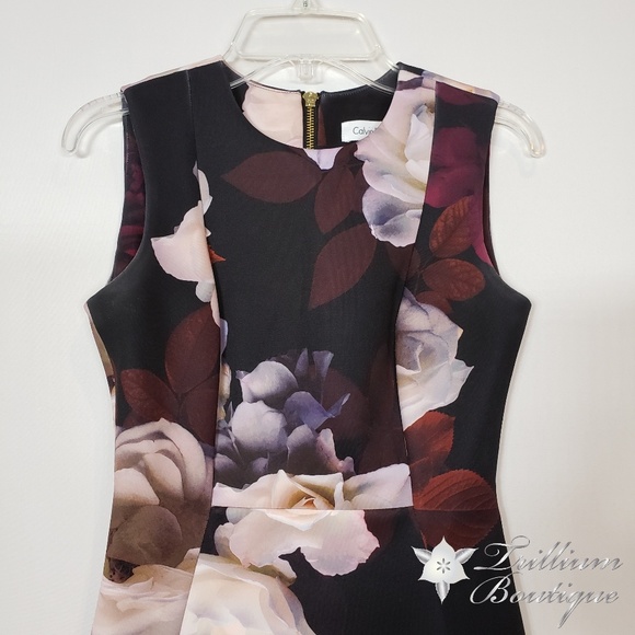 Calvin Klein Scuba Floral Sheath Dress 0P - Picture 5 of 8